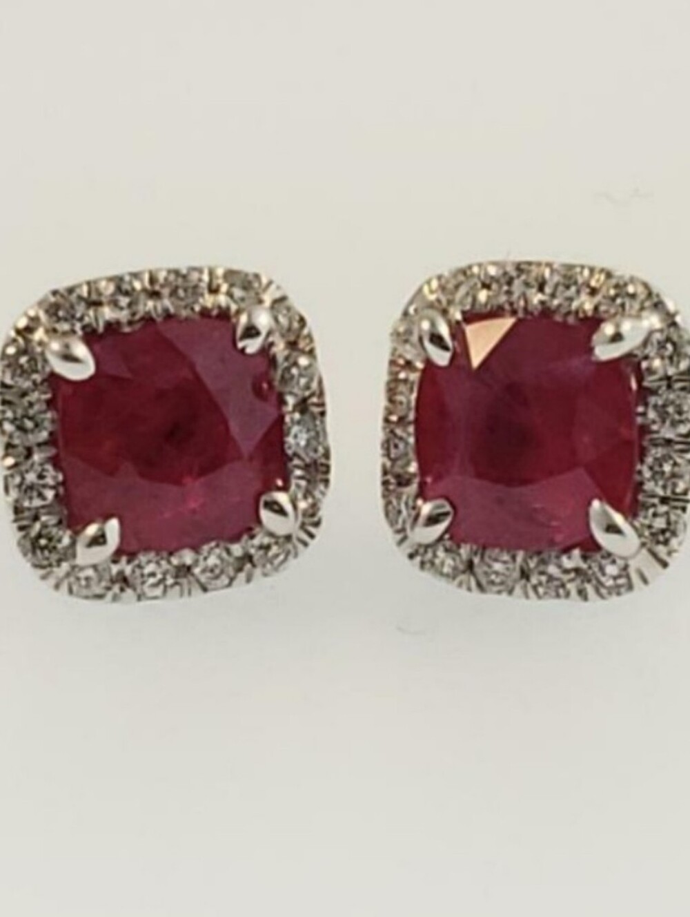 Sterling Silver & Ruby Halo Stud Earrings